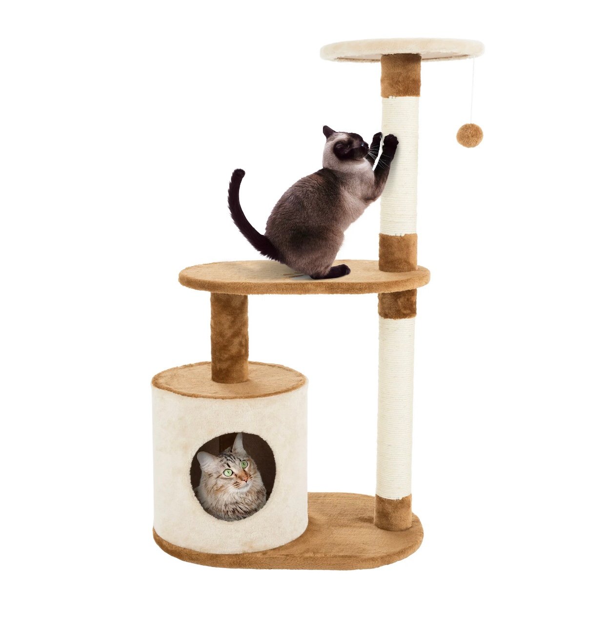PETMAKER 3-Tier Cat Tree with Napping Perches and Scratching Posts (Brown)