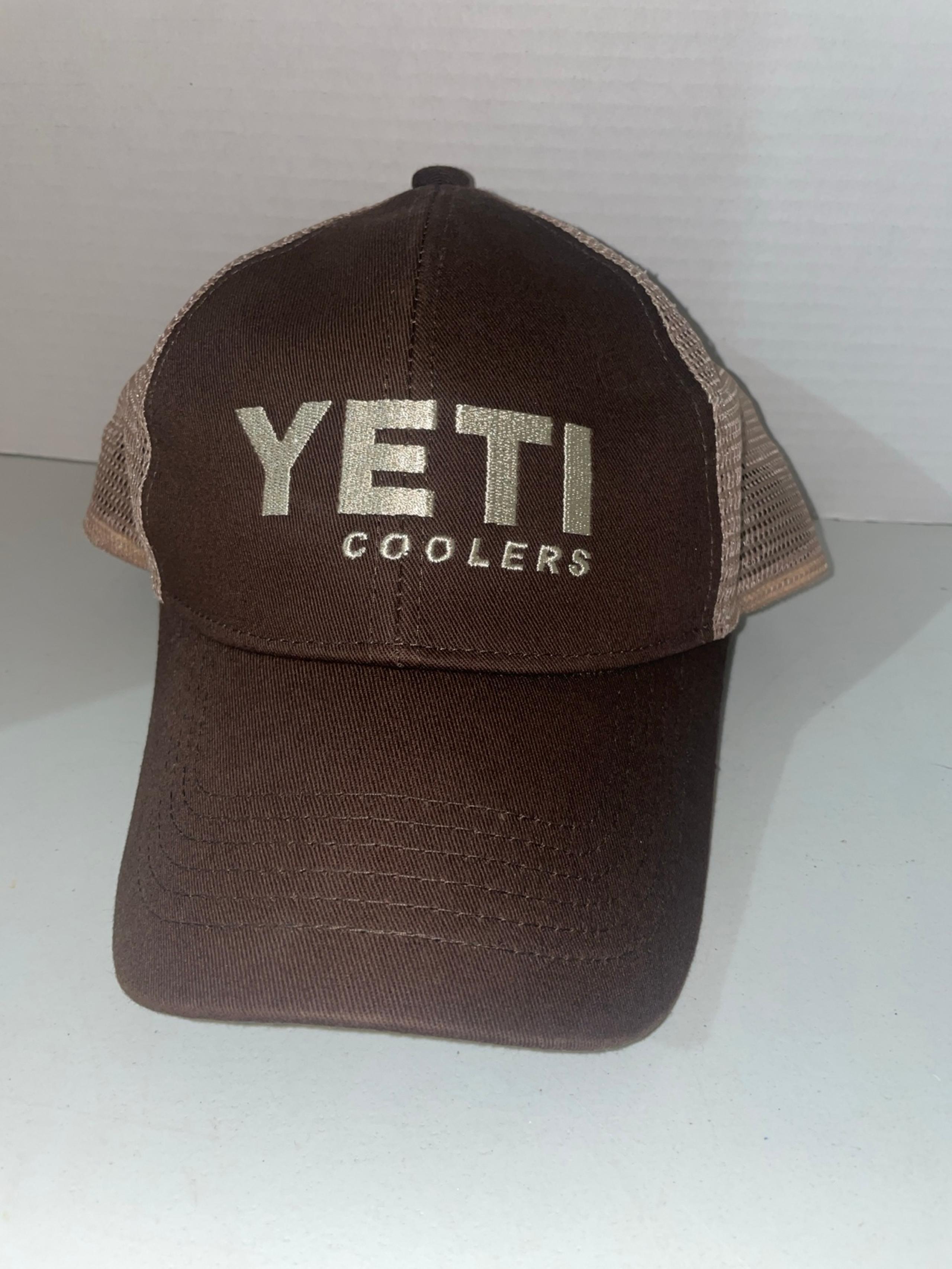 YETI Coolers Golf Baseball Hat Cap Adult Mens Snapback Brown Mesh Back