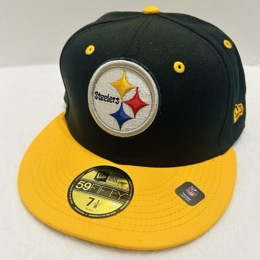 New Era Pittsburgh Steelers 2-Tone 59FIFTY Fitted Hat Cap Black Yellow 7 1/8