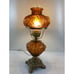 Vintage Fenton Cherub Angel Baby face Amber Glass Hurricane Lamp