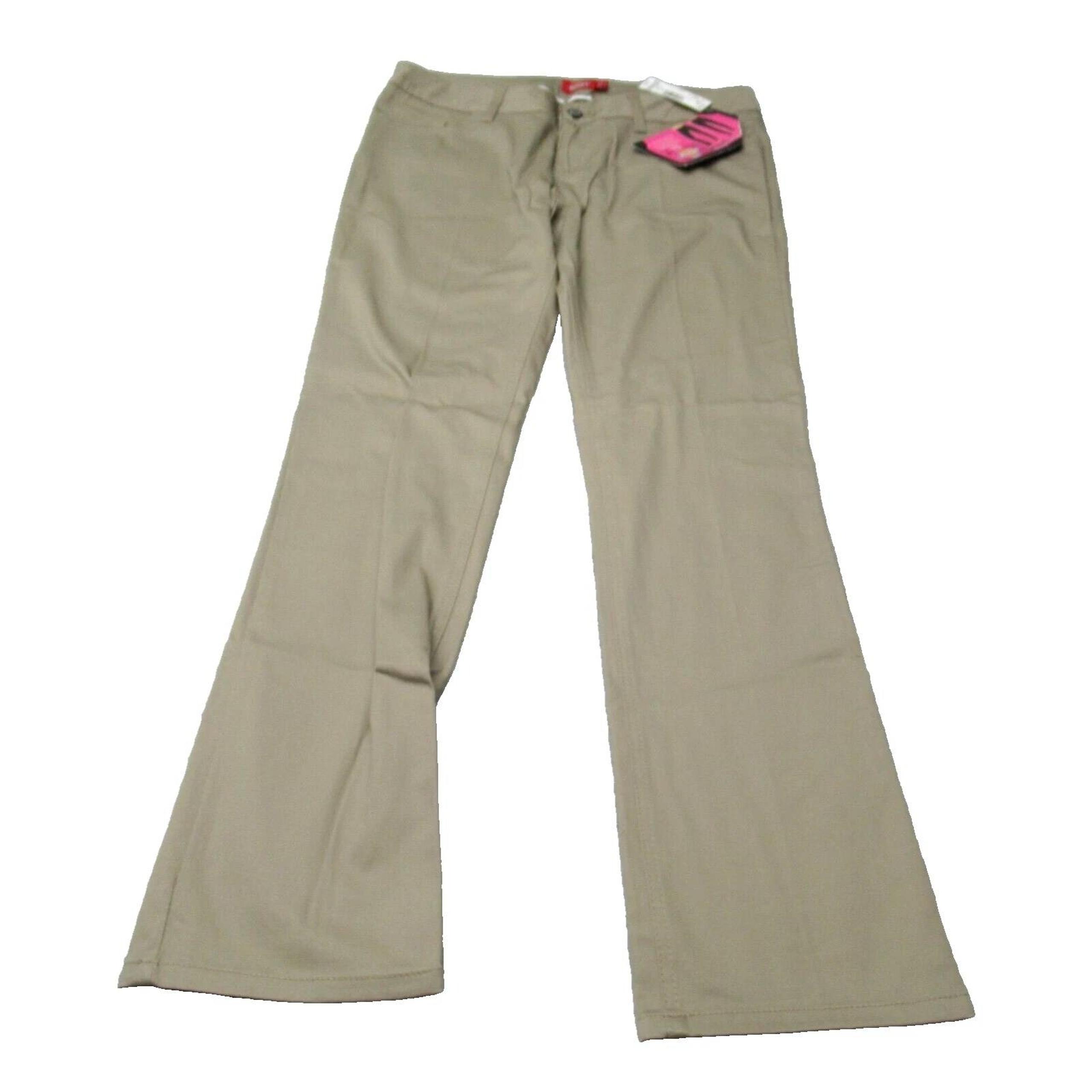 Dickies Khaki Pant Girls 13 Stretch Classic Skinny Junior Low Rise 5Pocket 33x32