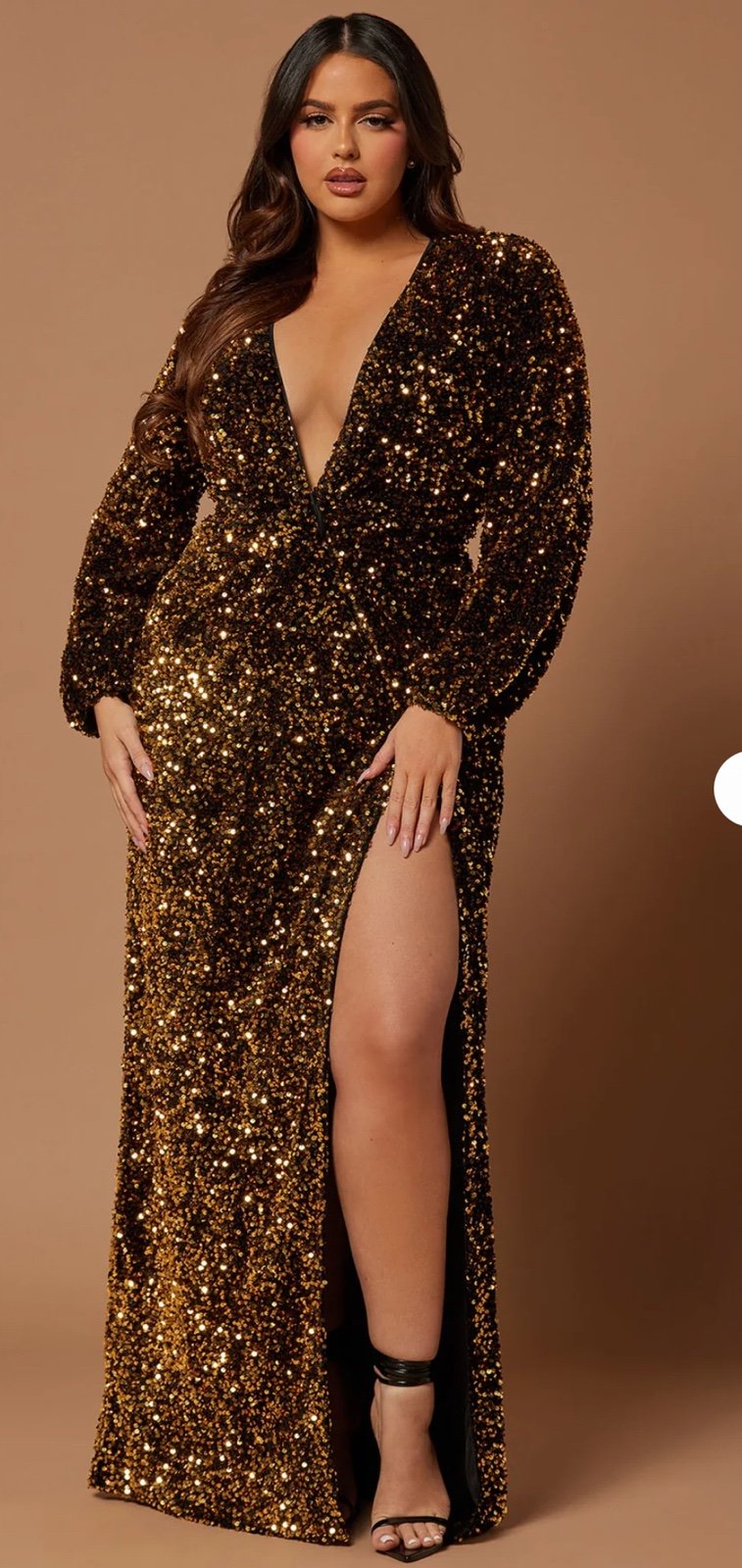 Black and Gold Sequin Formal Dress