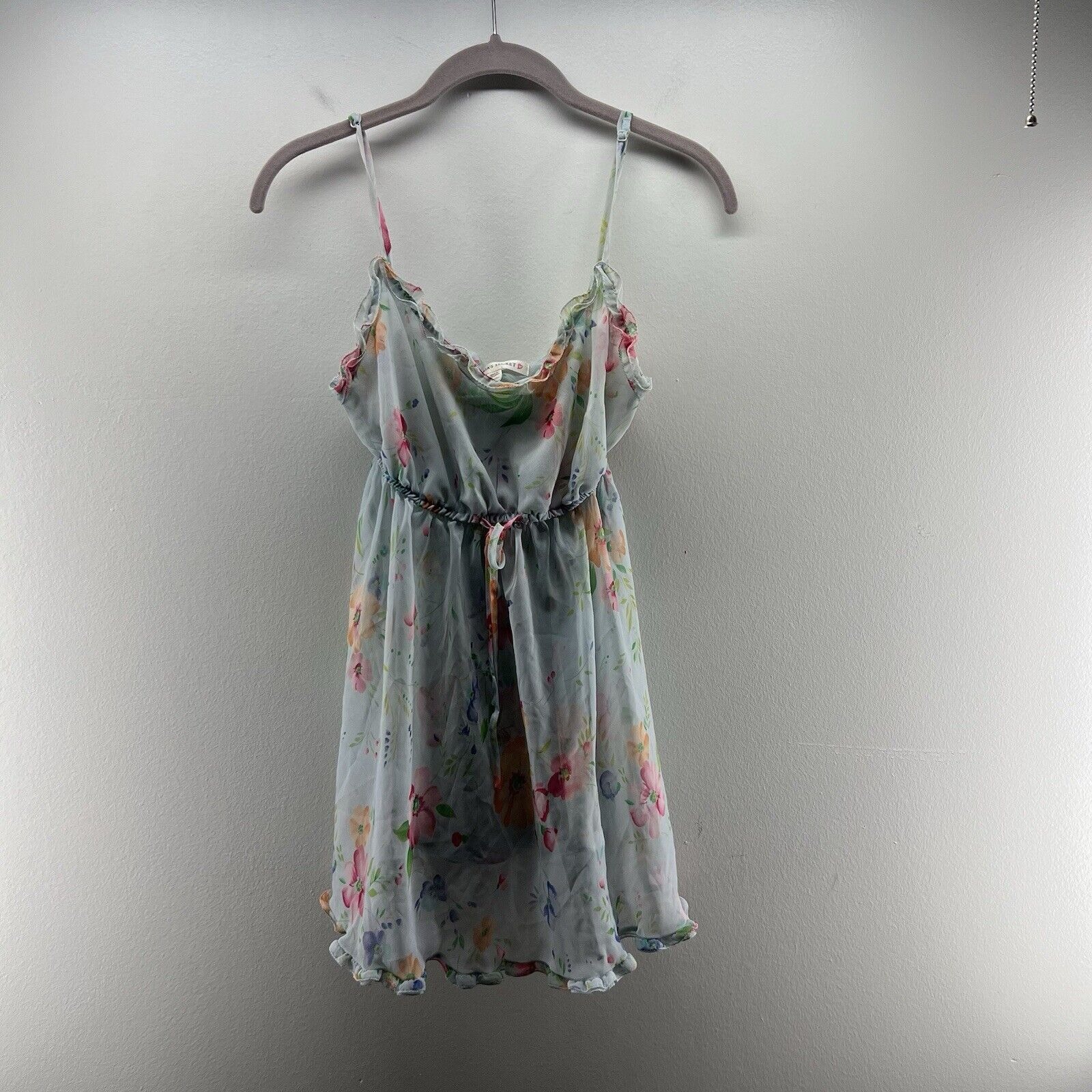Victorias Secret Top Womens Small BlueFloral Sheer Sleeveless Camisole