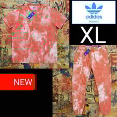 SET: 120 New Adidas ORIGINALS Mens Tie-Dye Shirt + Fleece Sweatpants! XL