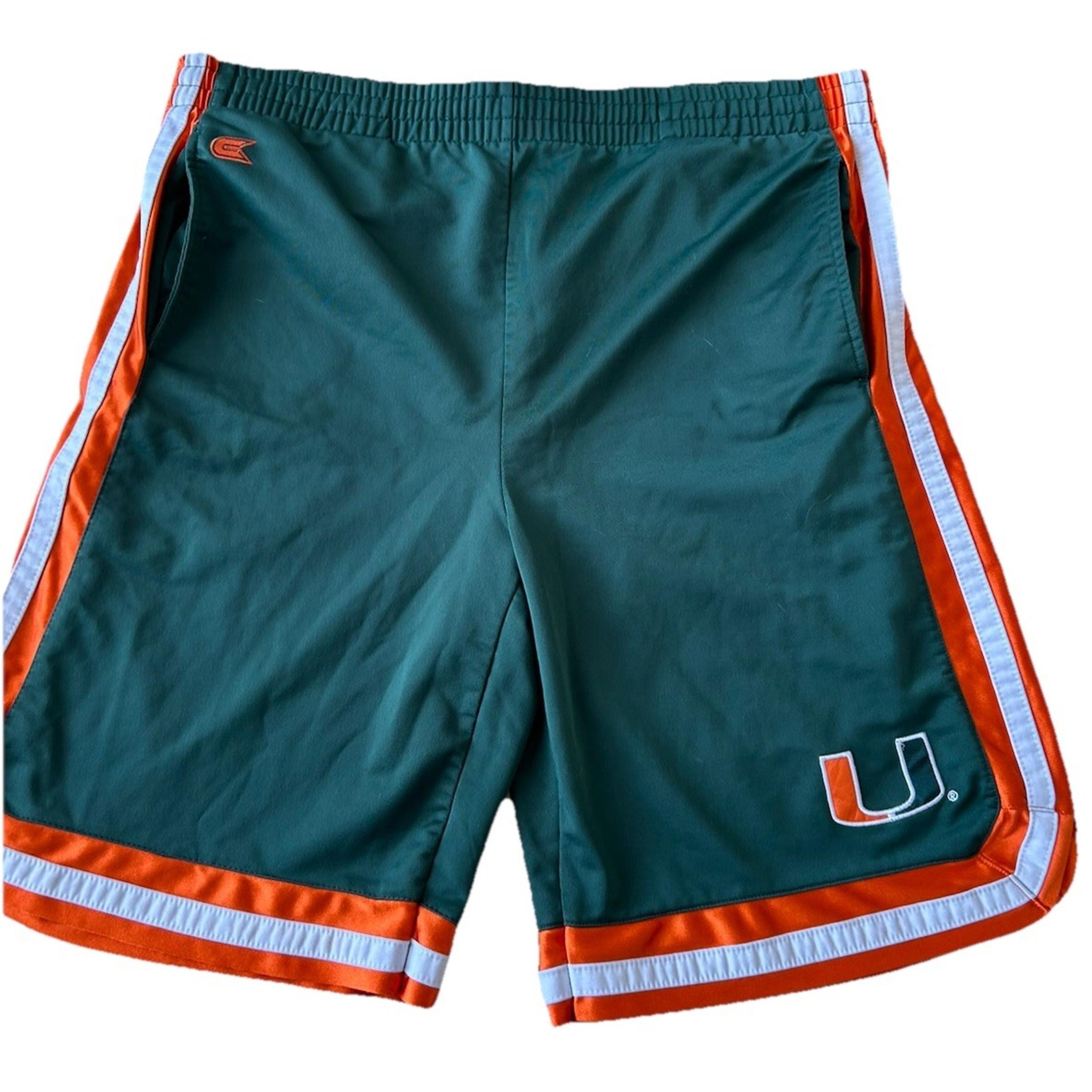 Vtg Miami Hurricanes Basketball Long Shorts Dazzle Mens L Stripes Shiny 90s