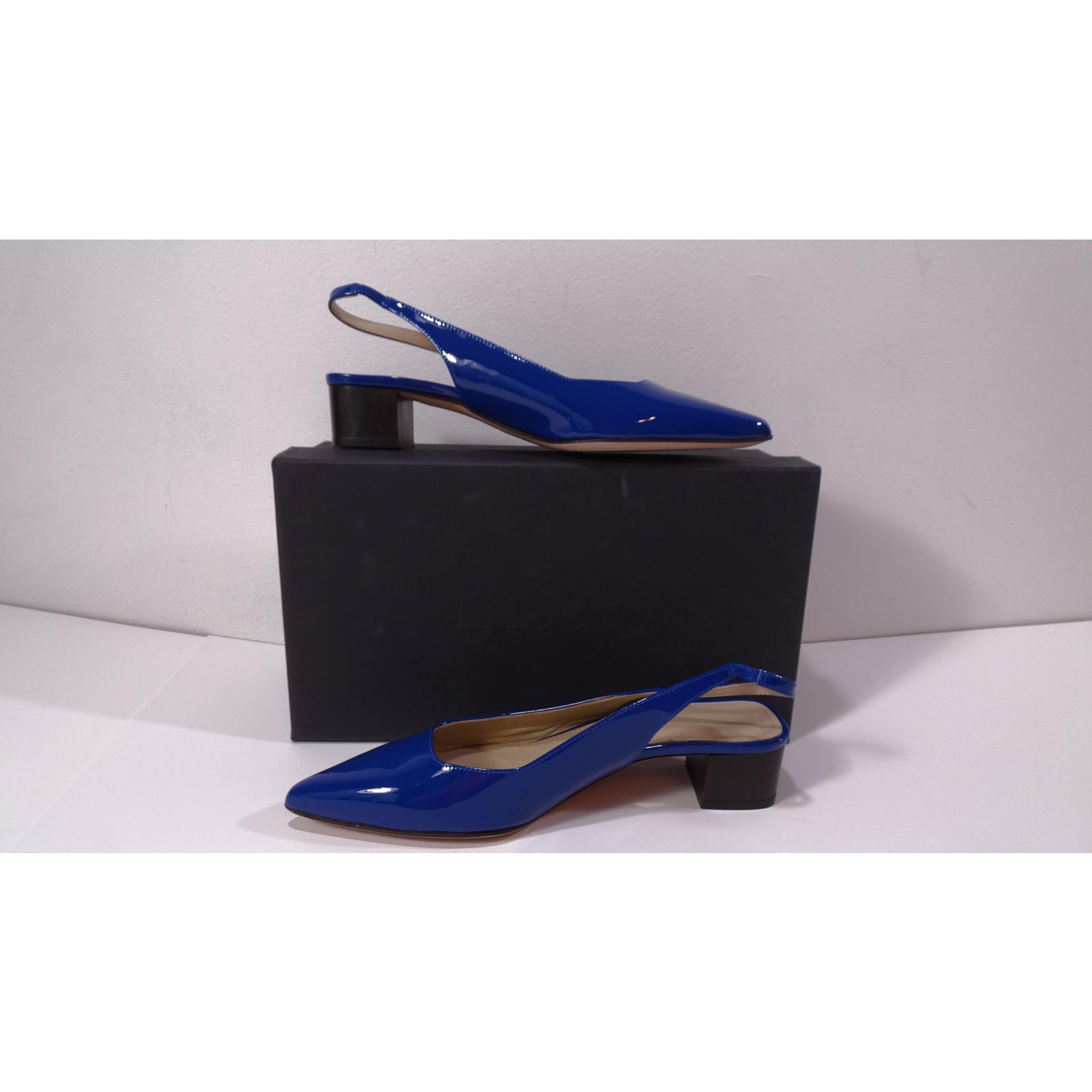 Theory Women's Block Heel Slingback in Patent Leather Sz 37 NIB