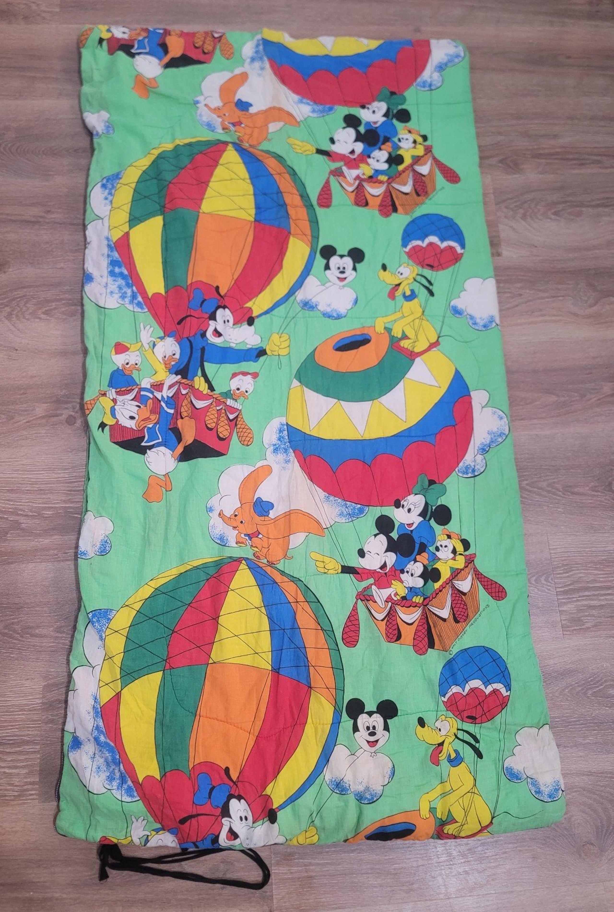 Vintage Disney Mickey Goofy Hot Air Balloon Sleeping Bag VTG Holofil 808 Dacron