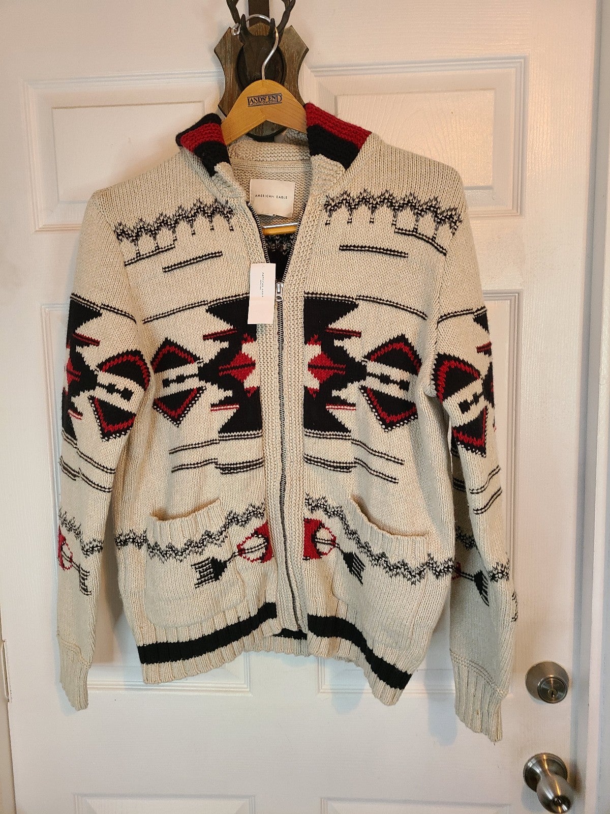 American Eagle Men's Long Sleeve Full Zip Sweater, Size: Medium
