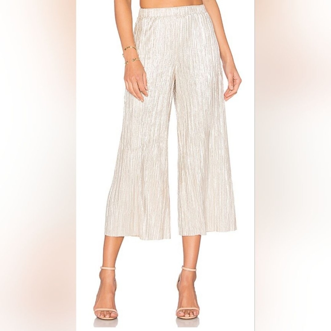 Alice + Olivia Metallic Gold Pant Read Flawed