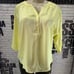 Sioni L Lemon Yellow Semi-Sheer Split Neck Dolman Sleeve Top