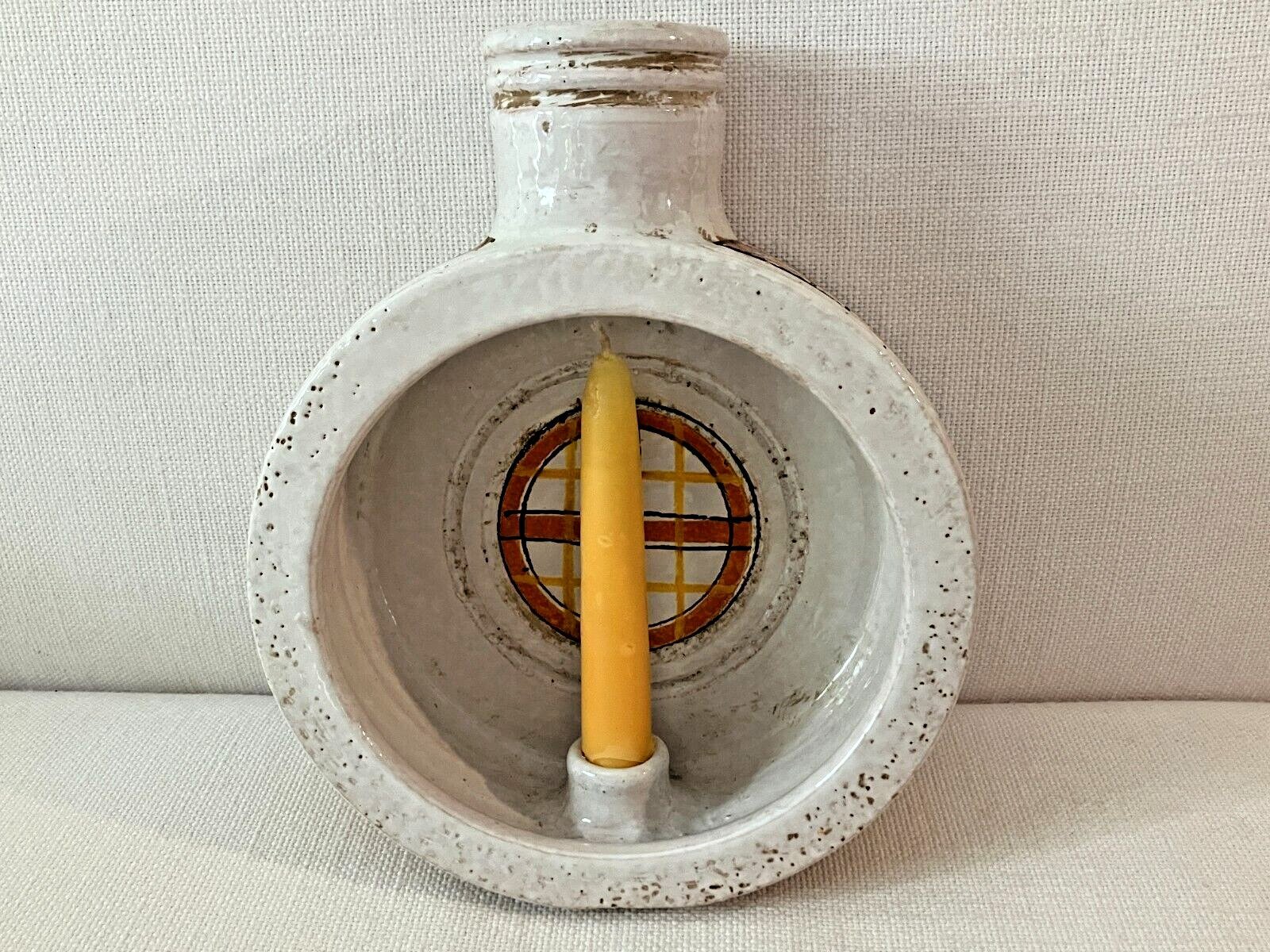 Bitossi Aldo Londi Rosenthal Netter Italy Orange Wall Sconce Candle Holder