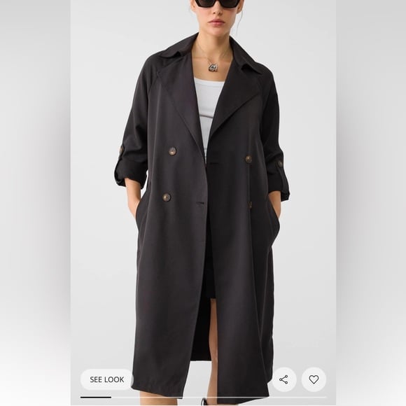 Stradivarius Zara Women's Flowing Black Trench Coat Sz M NWOT