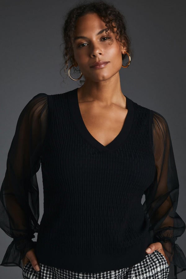Maeve - Sheer Sleeve Sweater, size S