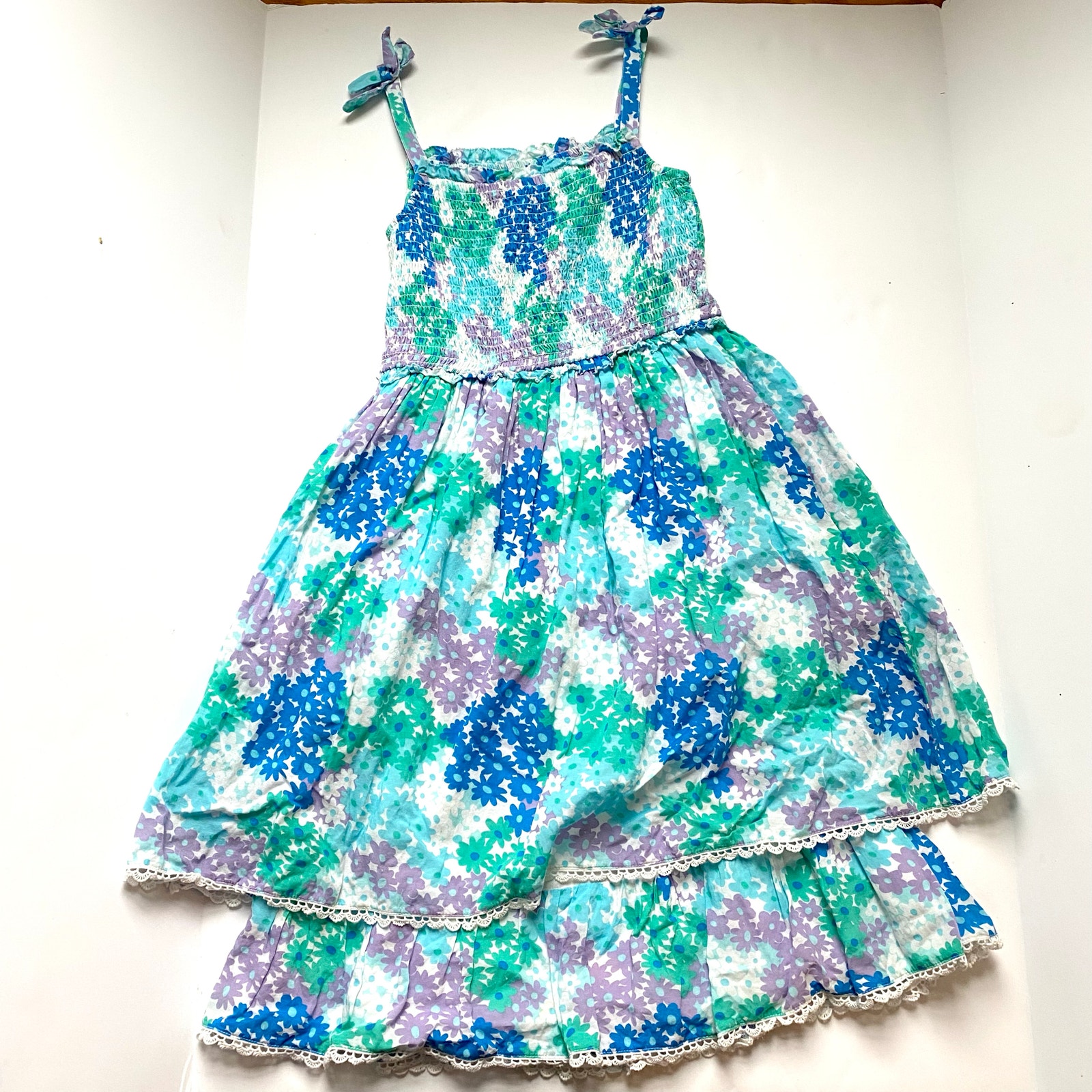 Mini Boden Blue & Purple Floral Dress