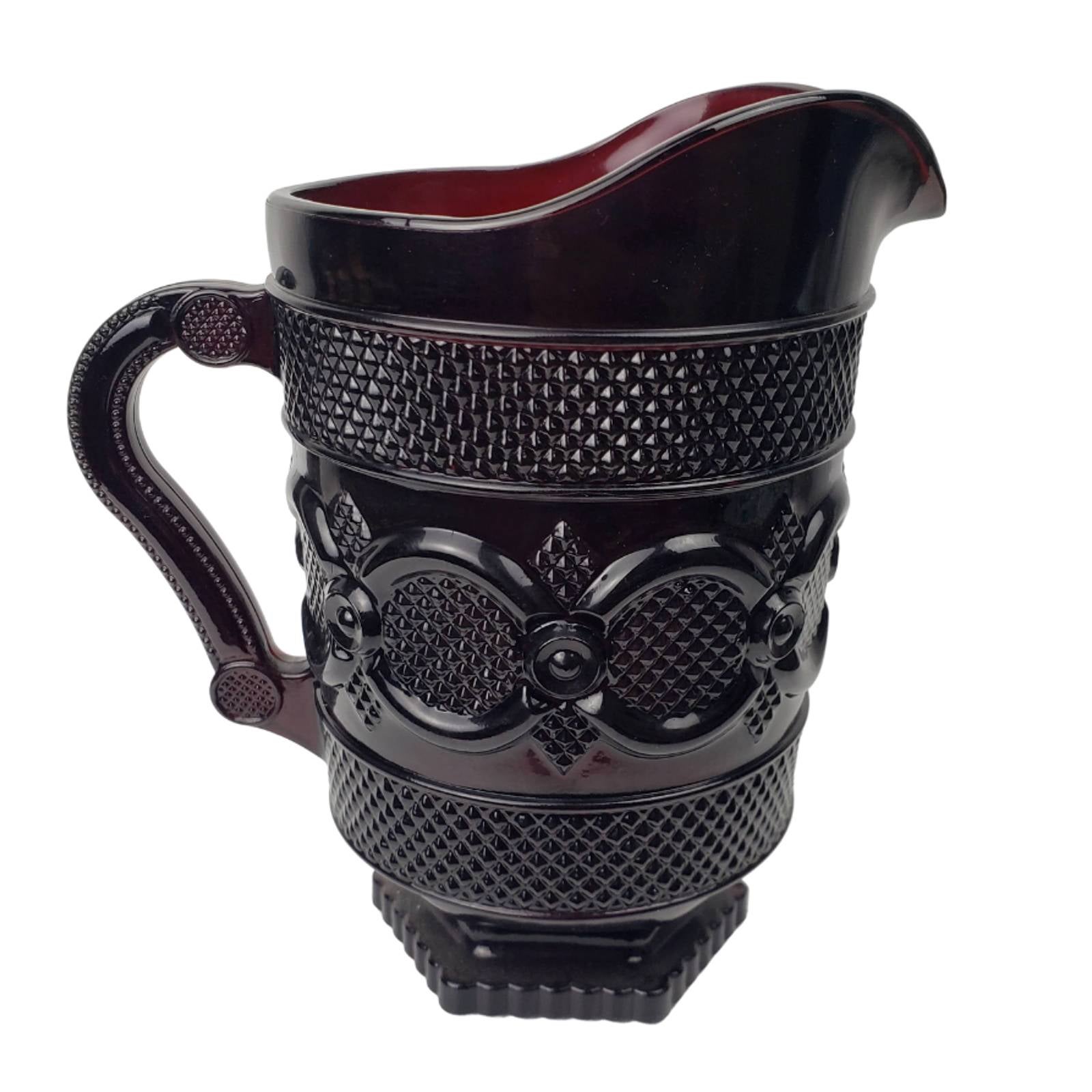 Avon Cranberry Glass Geometric Pitcher