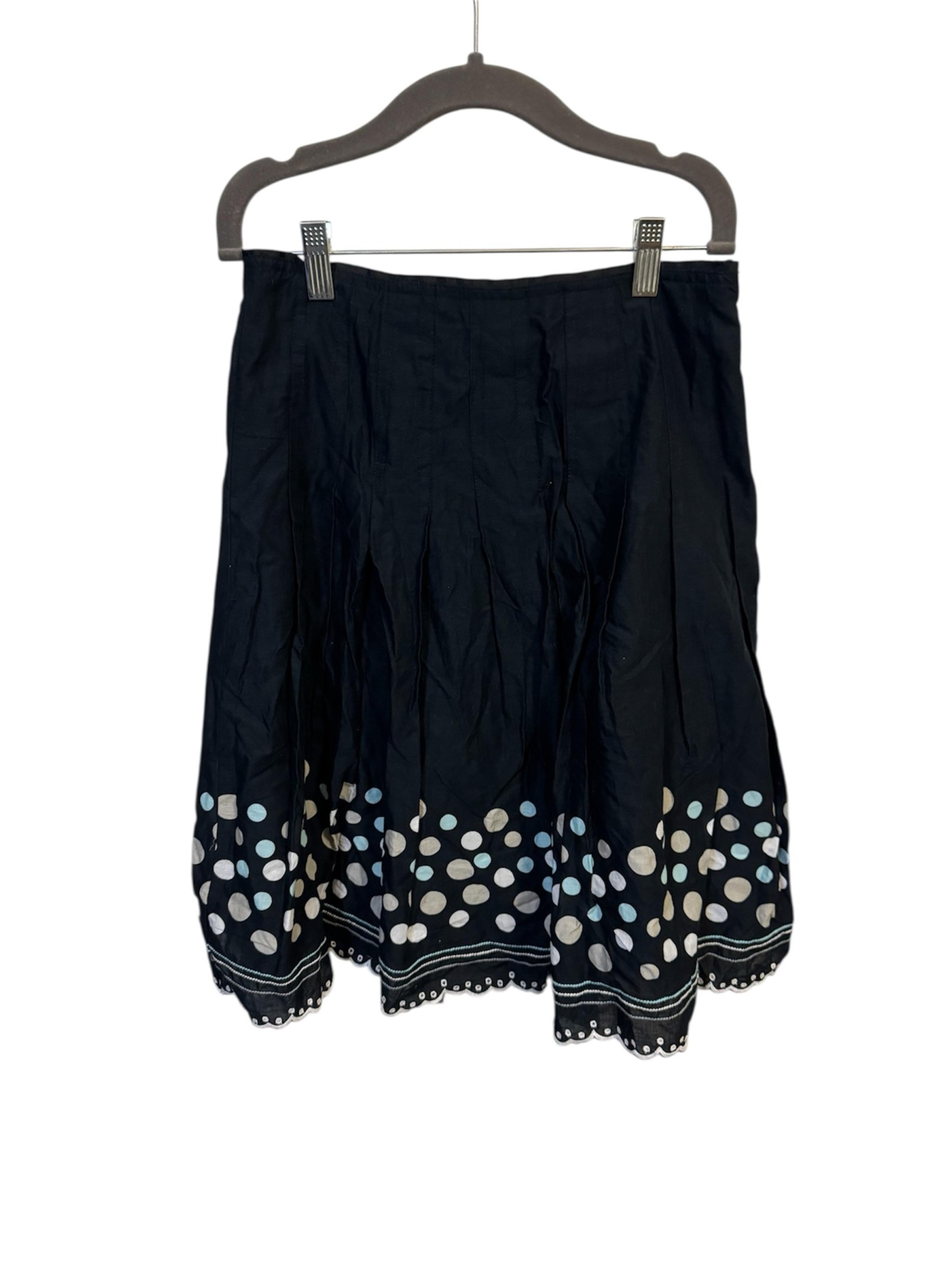 Joe Benbasset Y2K Inspired Navy Polk A Dot Scalloped Midi Skirt Size 3