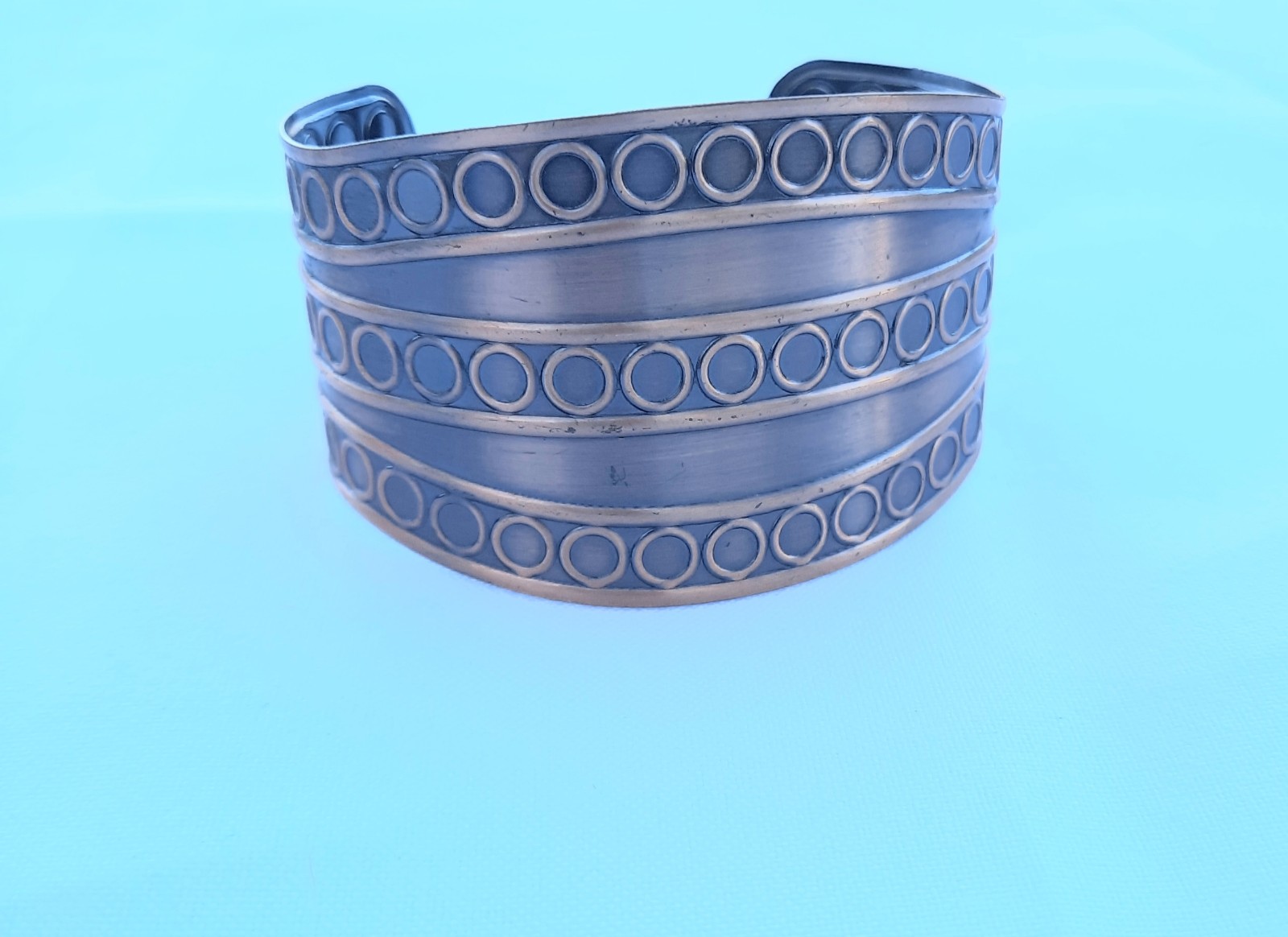 Wide Copper Cuff bracelet, vintage pressed copper, 1 3/4 inches wide.