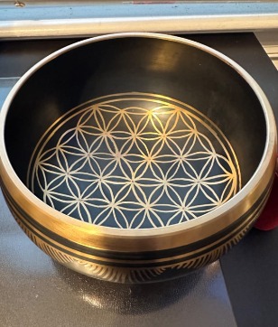 New Meditative 6 inch Flower of Life Design Singing Bowl with Mallet and Cushion