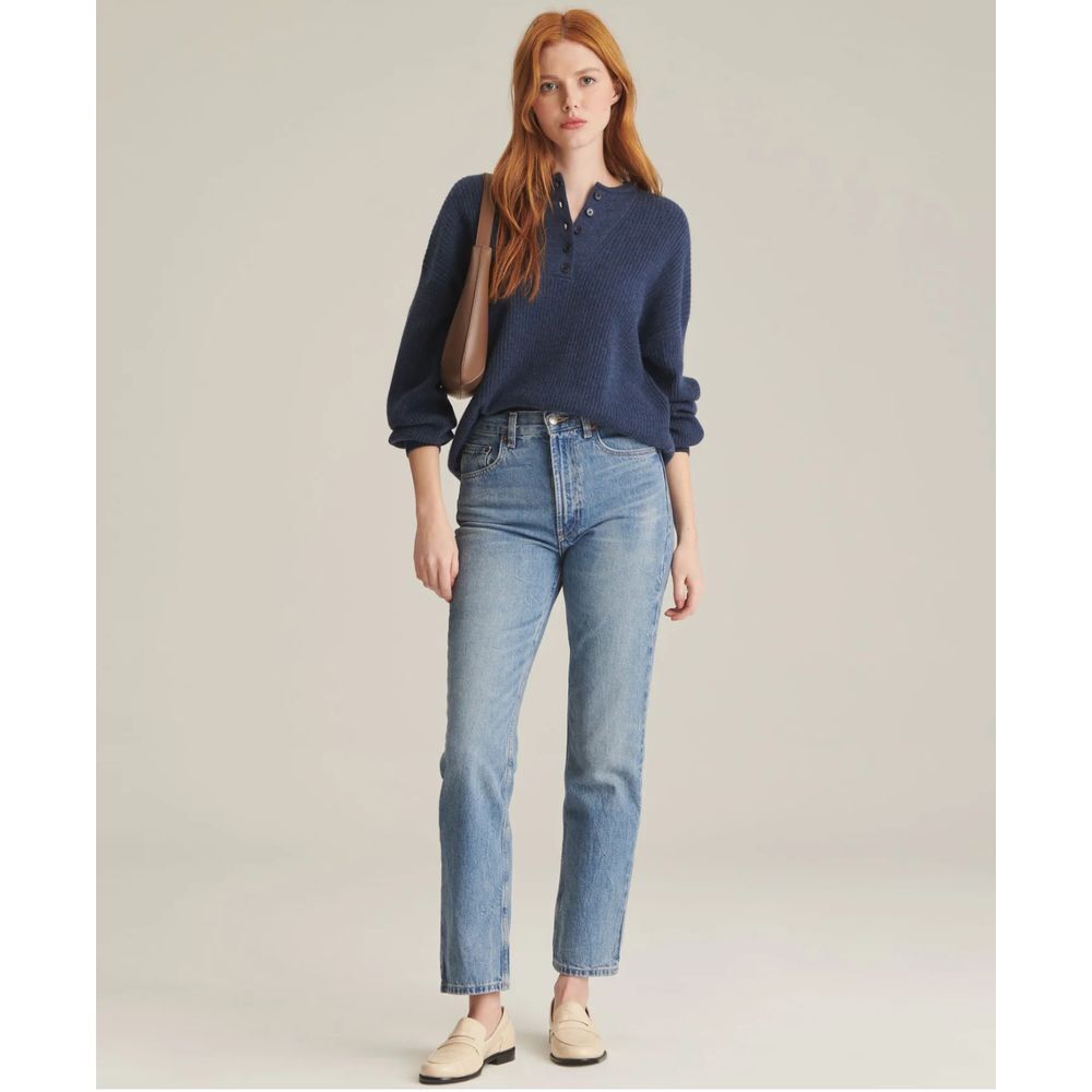 Naadam Recycled Cashmere Ribbed Henley Sweater