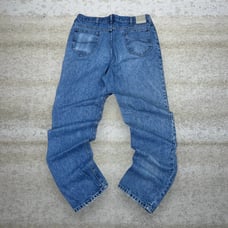 Vintage Lee MR Jeans Baggy Wide Leg Fit Medium Wash Denim Union Made in USA 90s