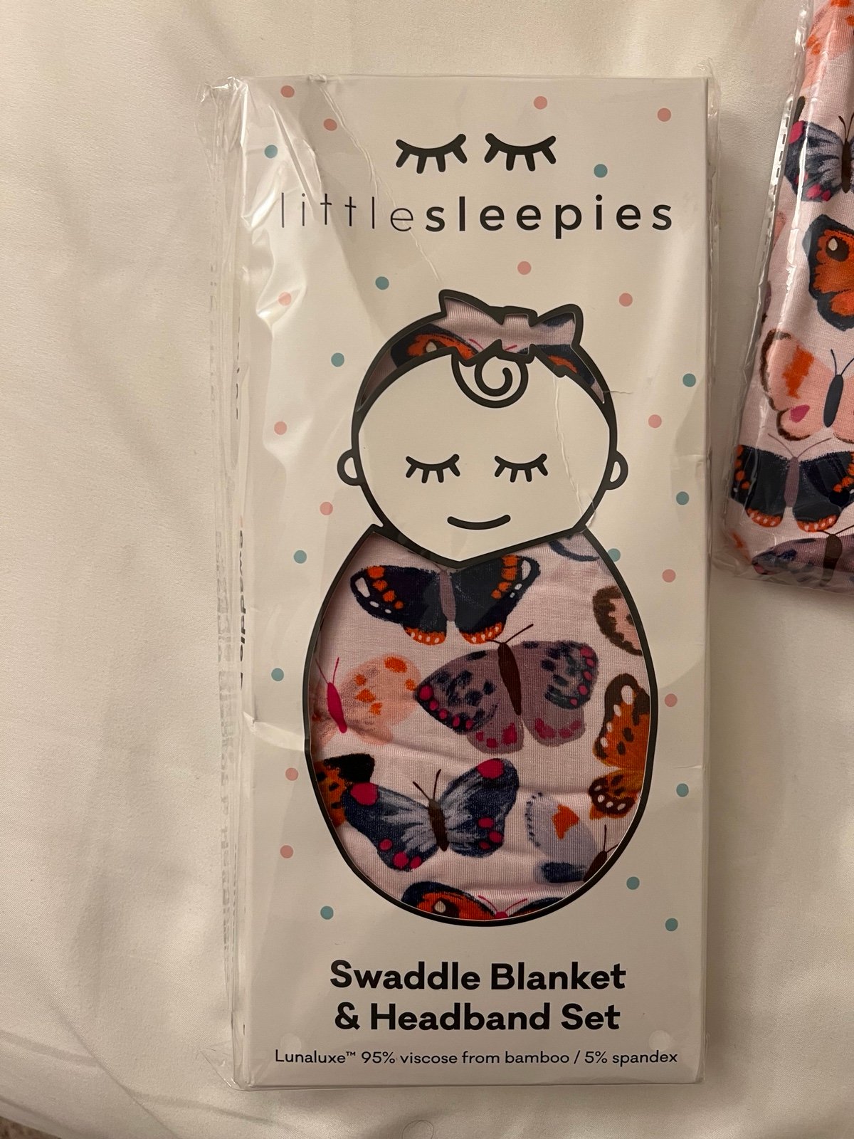 Little Sleepies butterfly kisses swaddle w/ bow