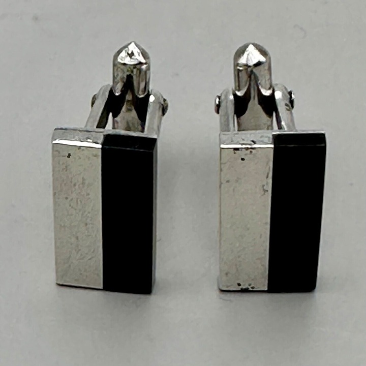 Designer Signed Antonio Pineda 970 Fine Sterling Silver Black Onyx Cufflinks