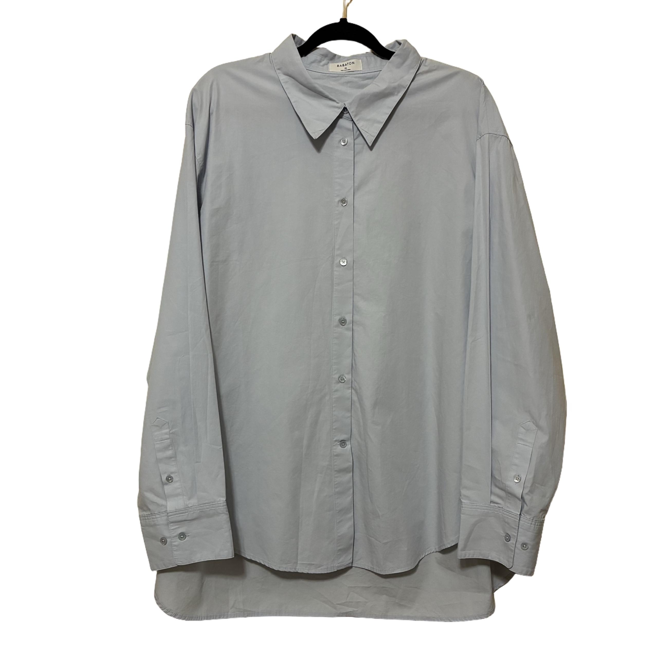 Aritzia Babaton Button Up Shirt Women’s XL Baby Blue Long Sleeve Hi-Low