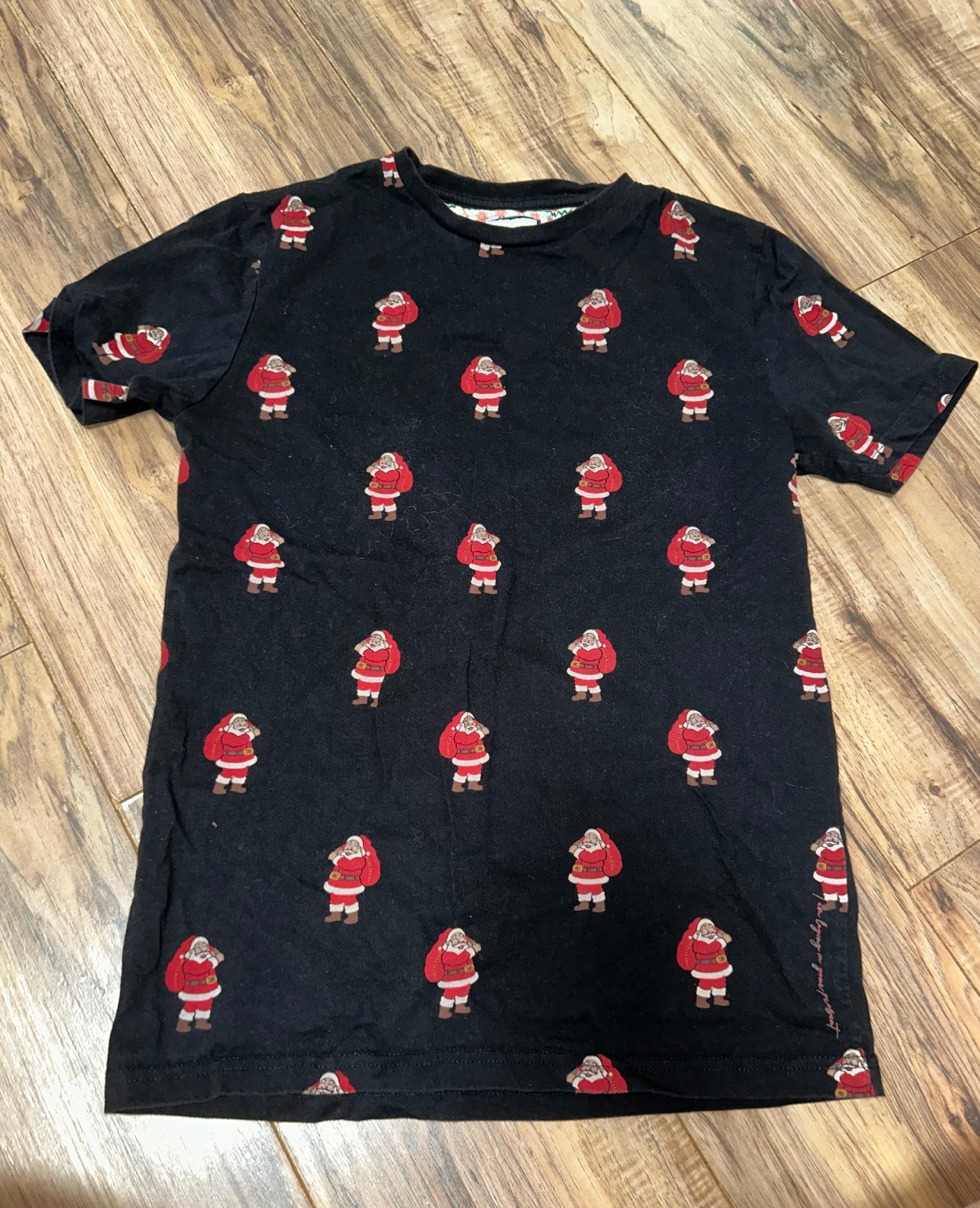 Denim & flower black Christmas Santa shirt