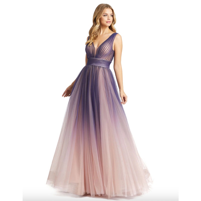 Mac Duggal◆ Ombre Tulle Ball Gown チュール ロングドレス Mac Duggal Women's Ieena Sleeveless Ombre Tulle Ball Gown