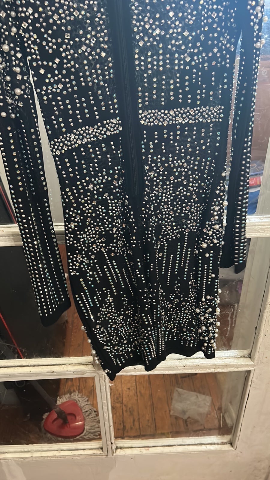 Black Mesh jeweled dress great condition original price 265