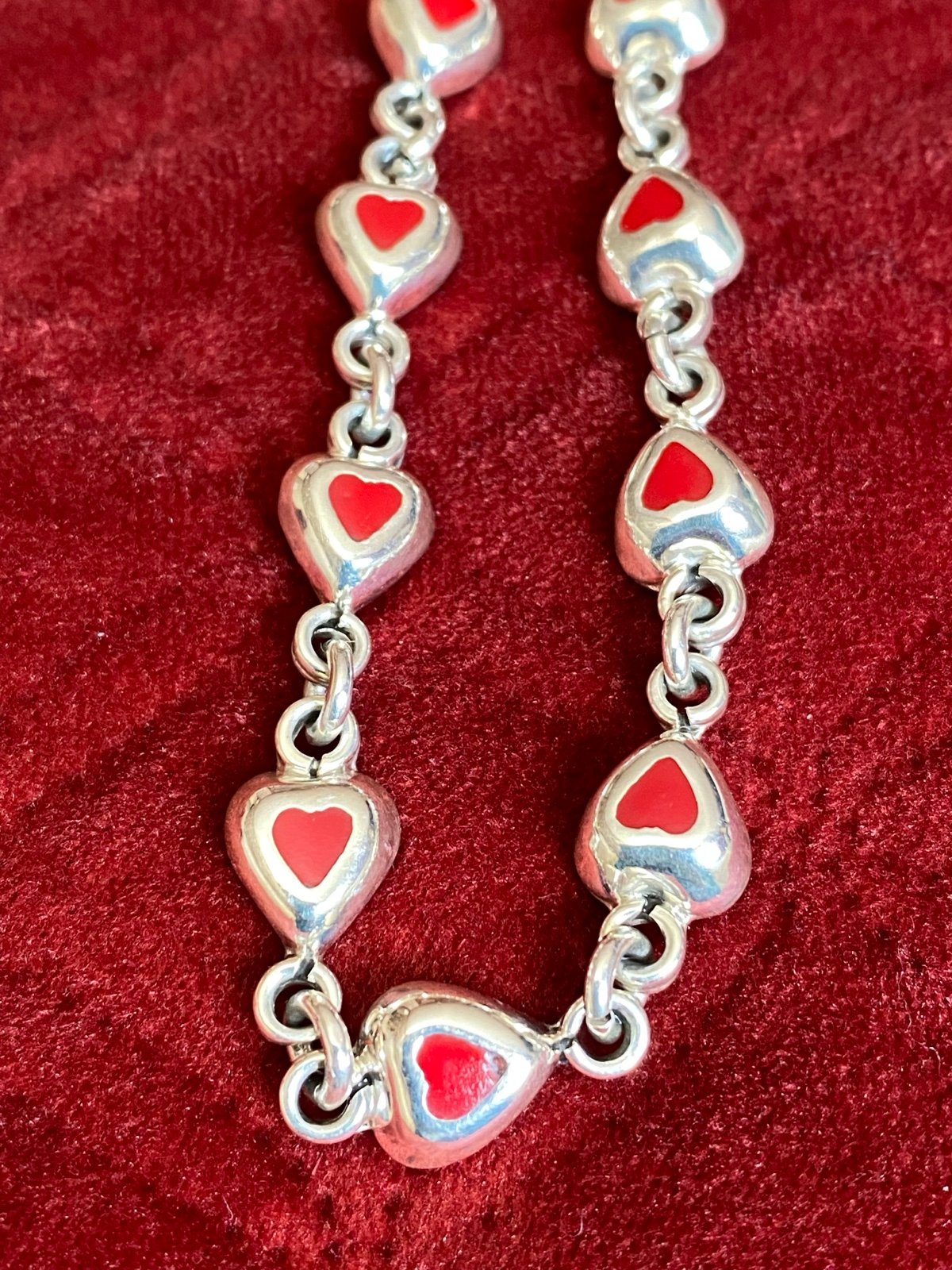 Vintage Mexico 925 Sterling Silver red stone inlay heart