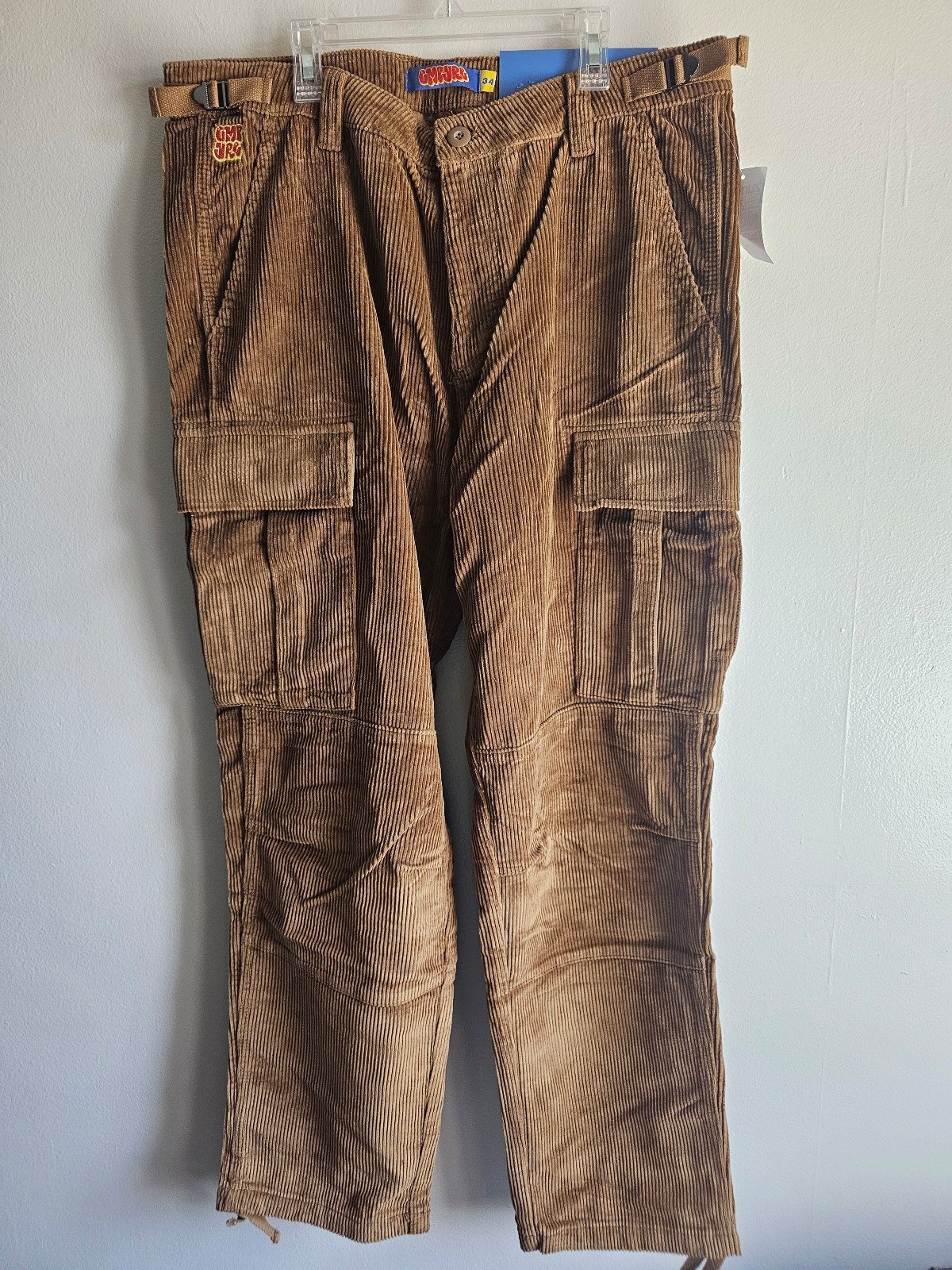 Empyre Sk8 Loose Fit Corduroy Cargo Pants Mens Tobacco Size 34 x 30 Zumies NEW