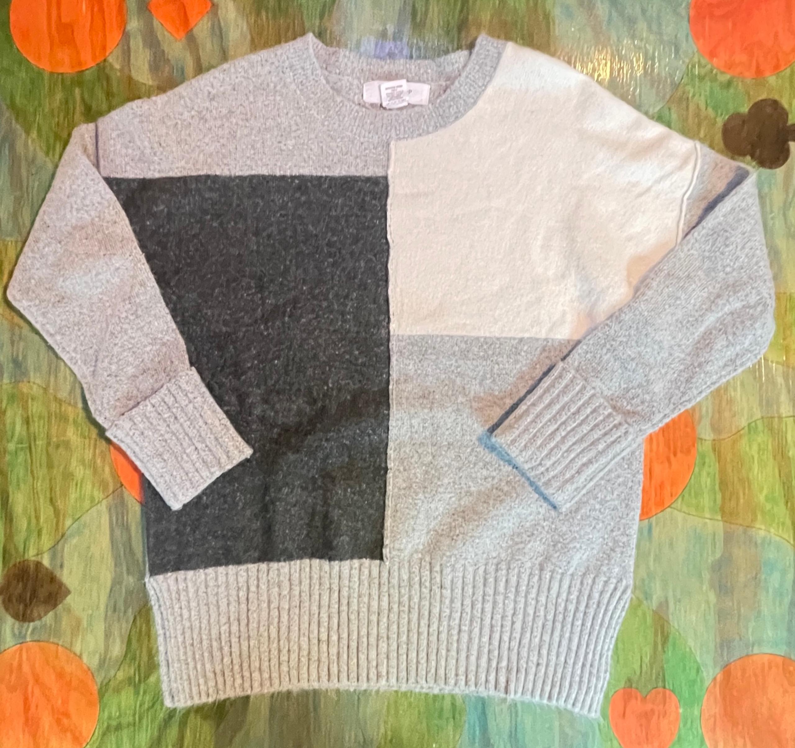 Workshop Republic Clothing Pullover Sweater Tri Color Gray Crewneck Large Womens