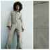 NWT. Zara Greenish Cotton Full Length Jumpsuit. Size S.