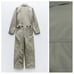 NWT. Zara Greenish Cotton Full Length Jumpsuit. Size S.