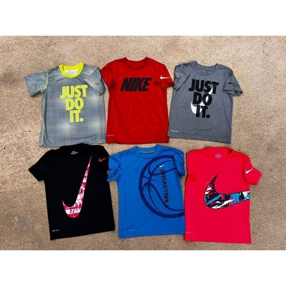 Nike Boys Dri-fit T-shirt Graphic Tee Shirt Sz 6 5/6 Lot Of 6 EUC