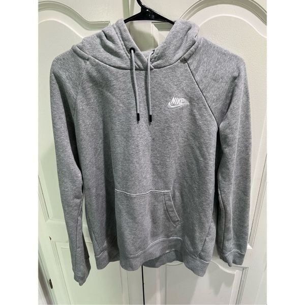 NIKE Womens Gray Pocketed Drawstring Pullover Heather Hoodie Sweater M