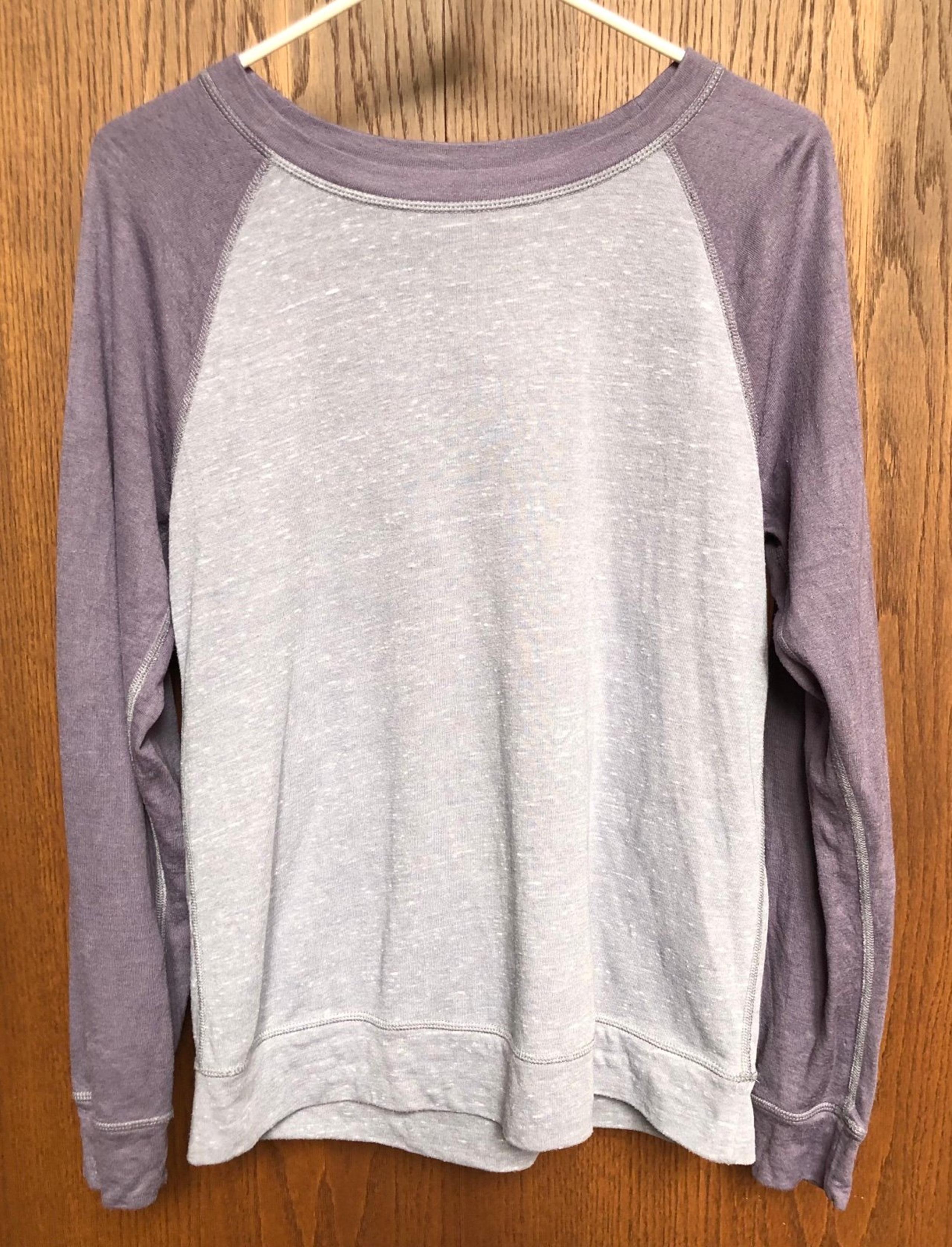 Sonoma Women's Sweatshirt Crewneck Medium Baseball Style Blue Purple Lightweight