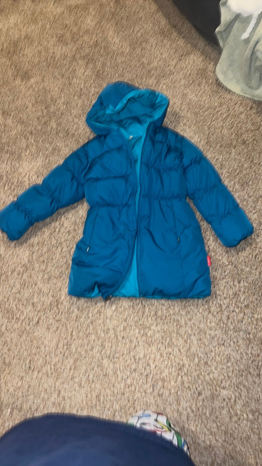 onekid girl long puffer jacket reversible size 7