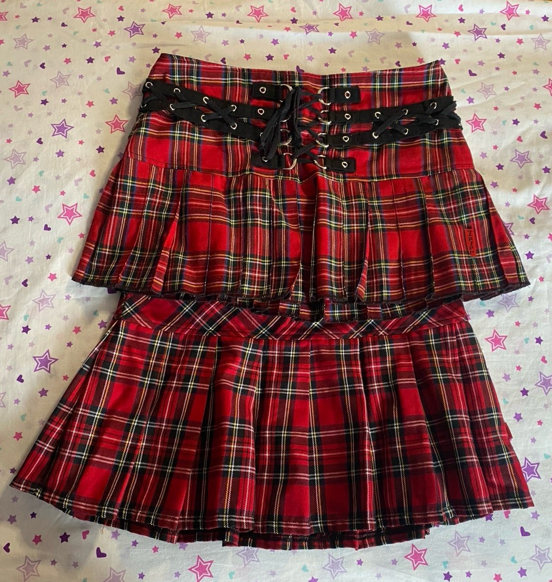 TRIPP NYC Bundle of red and black plaid skirts