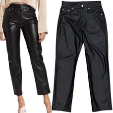 Nanushka Vinni Straight Leg Vegan Faux-Leather Ankle Pants in Black Women's Sz S