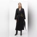 SLEEPER Womens Black Tie Long Sleeve Midi Cocktail Wrap linen Dress size 2