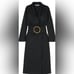 SLEEPER Womens Black Tie Long Sleeve Midi Cocktail Wrap linen Dress size 2