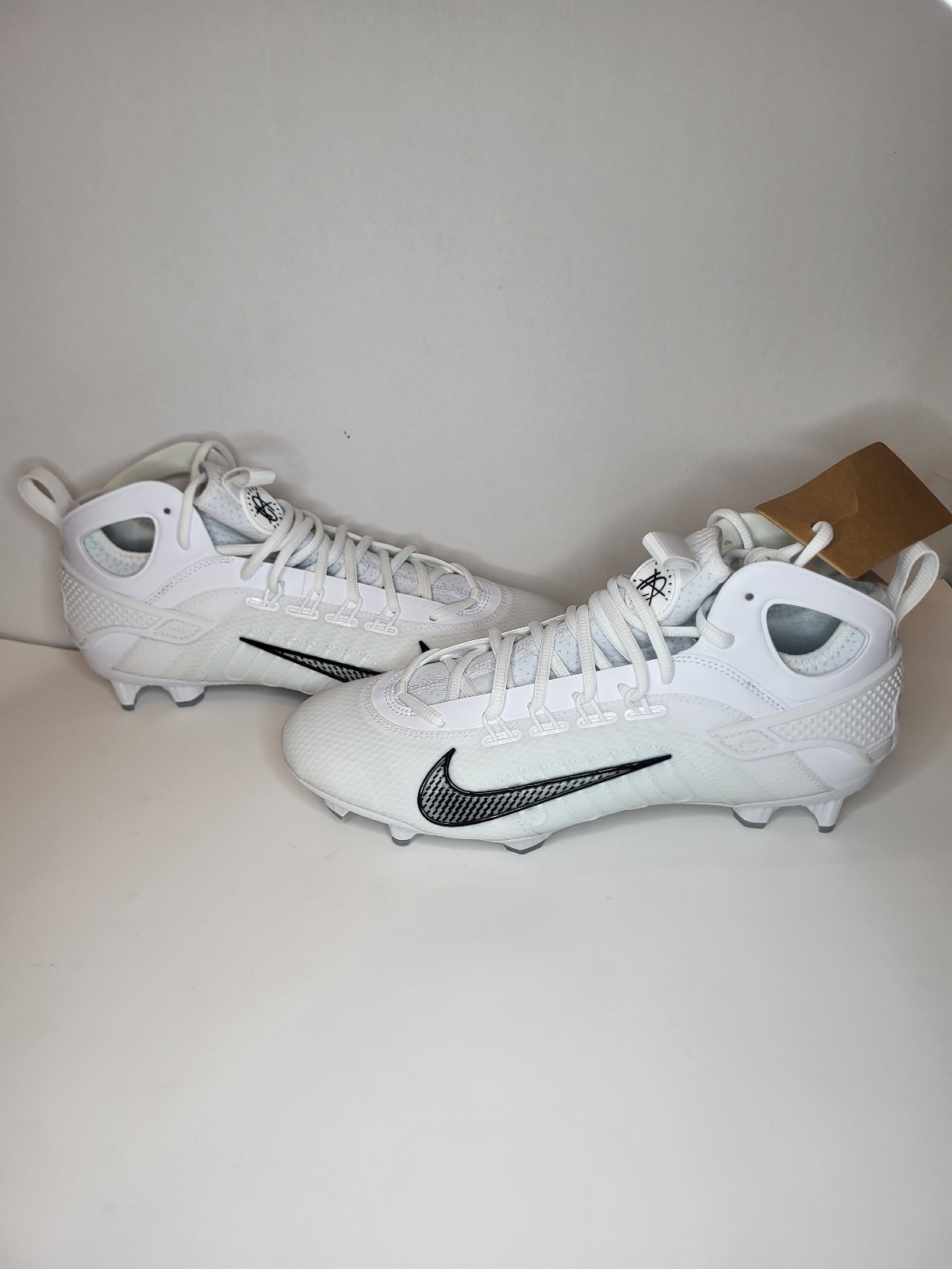 Nike Men’s 10.5 Huarache 9 Elite Mid LAX Lacrosse Cleats White/Black FD0088-101