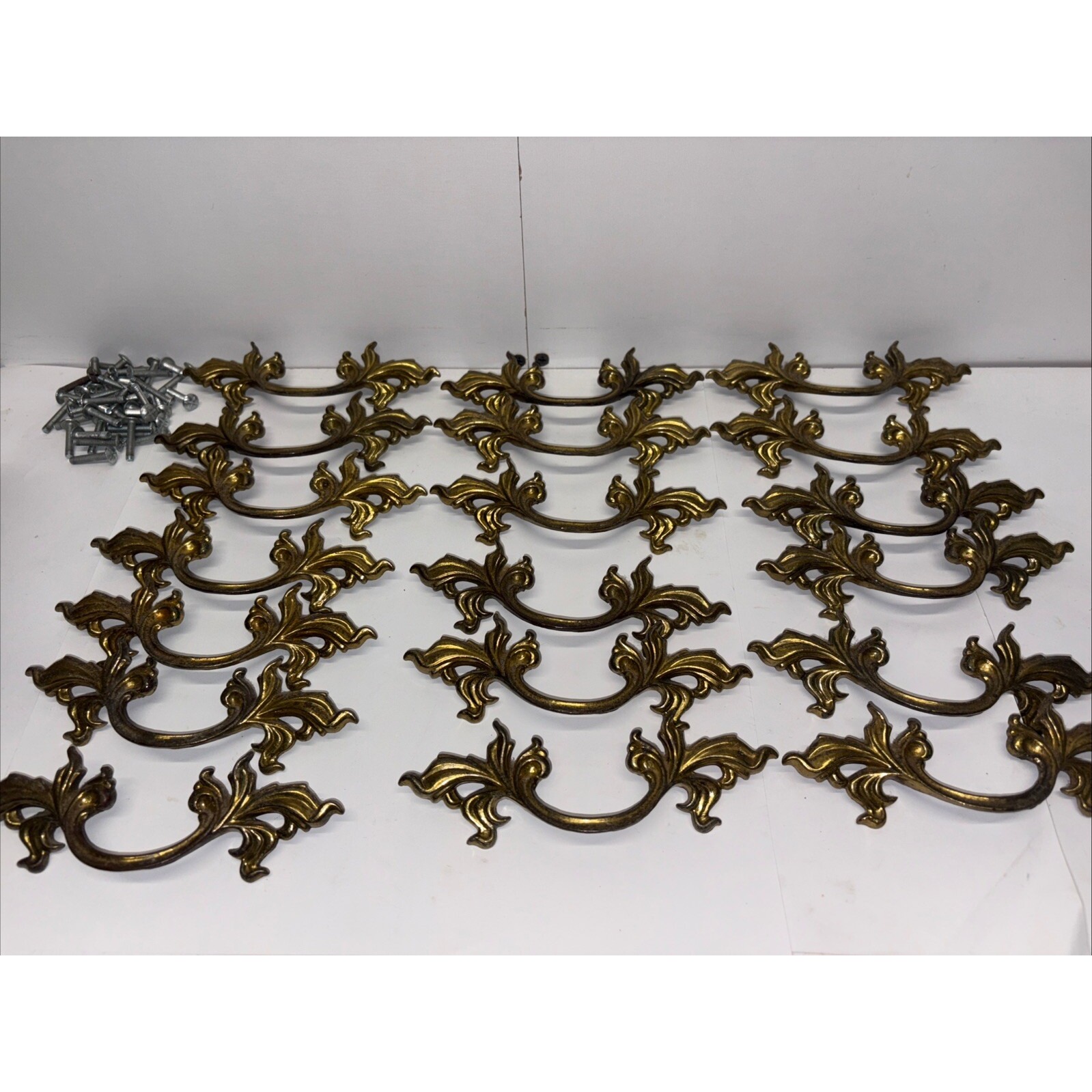 20 Vintage Brass Hardware Drawer Pulls Handle French Provincial Style 6 inches