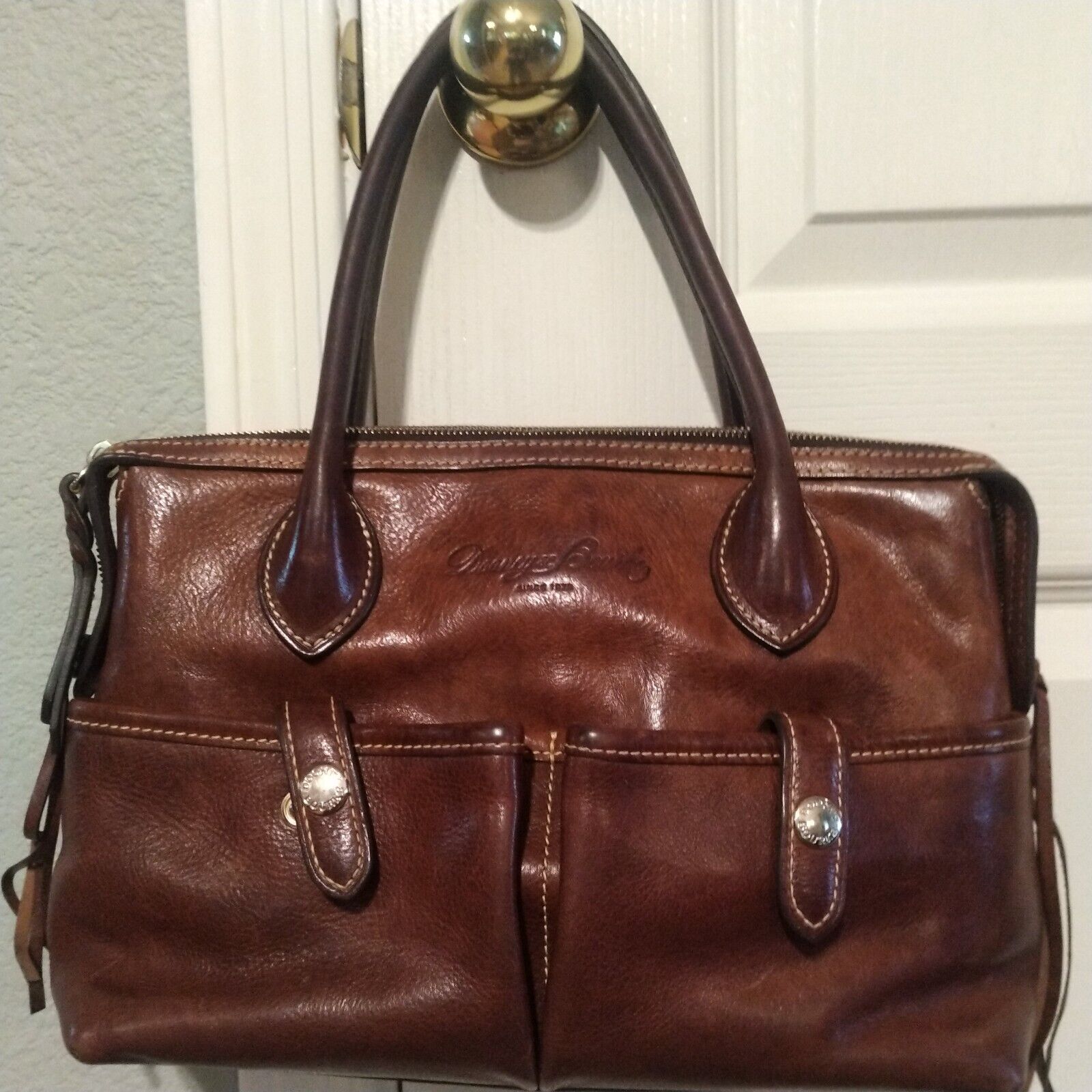 Dooney And Bourke Florentine Vachetta Leather East West Satchel Bag Brown