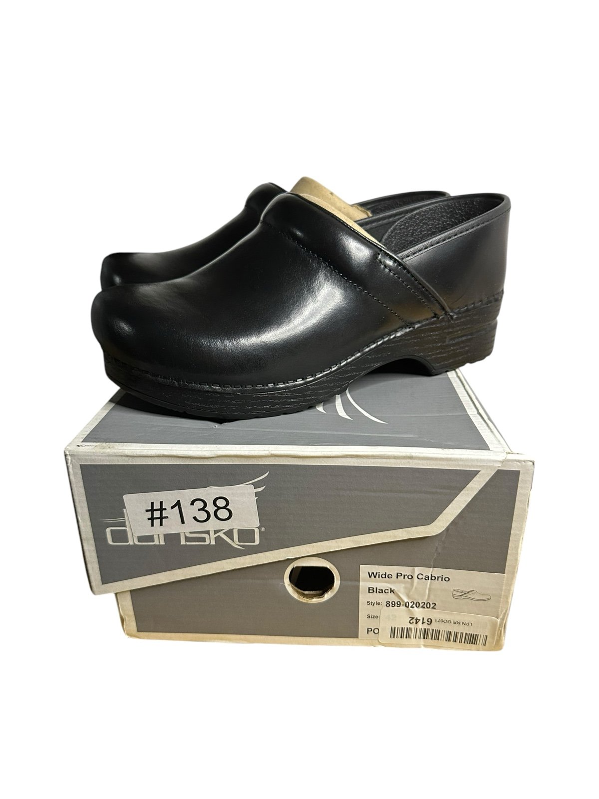 DANSKO Wide Professional Black Cabrio Leather Clogs 135 Size 42 11.5-12 W NEW