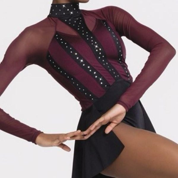 Weissman Elite dance costume burgundy rhinestone Commander SH12391 MC 10/12