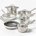 12pc Nonstick Stainless Steel Cookware Set with 6pc Pan Protectors Silver -
