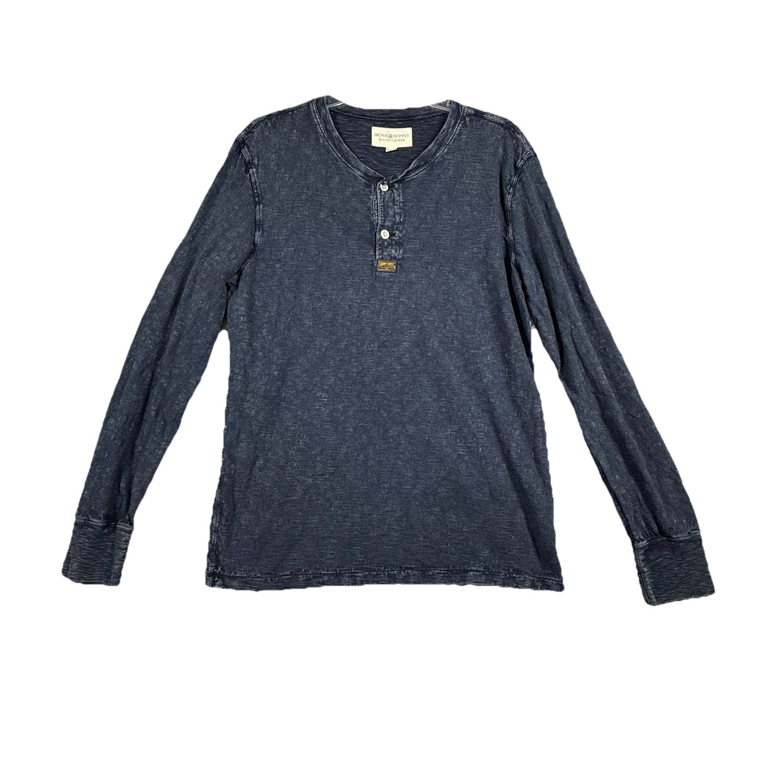 Denim & Supply Ralph Lauren Shirt Mens Medium Henley Blue Long Sleeve